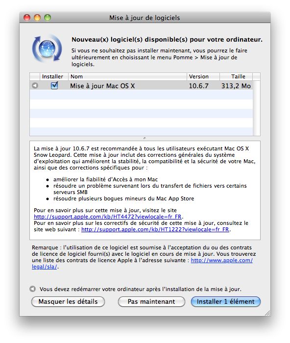 OS X.10.6.7 depannage mac